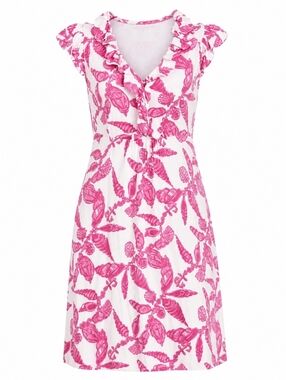 Lilly Pulitzer Clare Dress Silk Jersey Hotty Pink Fallin In Love A Little XS NWT
